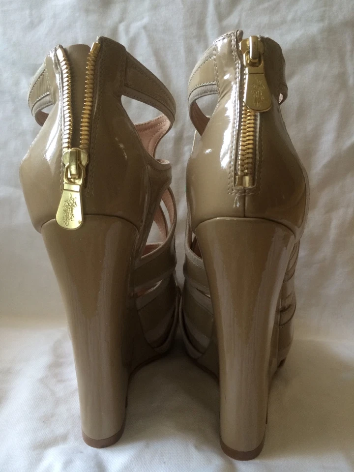 alejandro ingelmo Beige Platform Wedge Sandals for Women Strappy Gladiator Style - Image 4 of 4