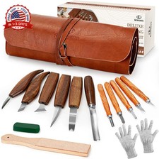 Wood Carving Tools, 15Pcs Wood Carving Kit with PU Storage Bag, Wood Whittling K