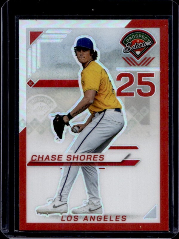 2025 Panini Prospect Edition Chase Shores Holo Ticket Red #/199 Angels