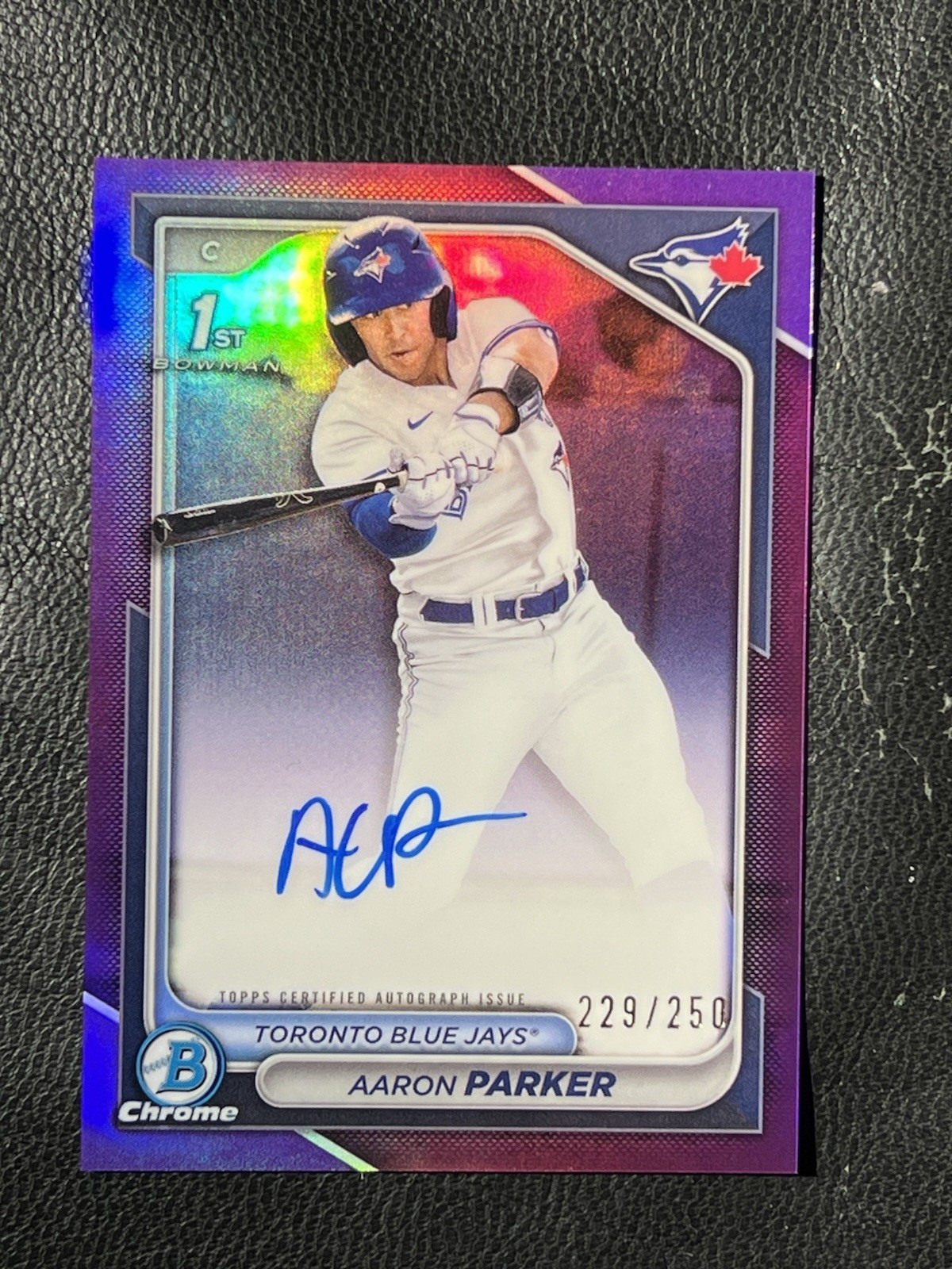 AARON PARKER 2024 Bowman Chrome Purple Refractor Auto 229/250 1st CPA-AP