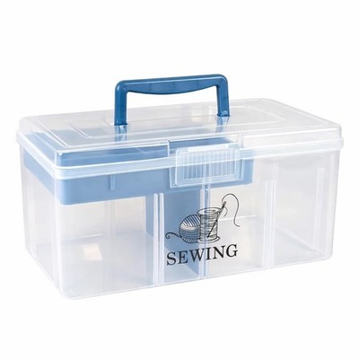 Plastic Sewing Supplies and Tool Box with Handle 12 inch sewing box organizer...