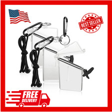 3 Pack Waterproof ID Badge Holder Case Clear Vertical ID Card Holder with Lan...
