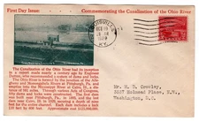 #681 Ohio River 1929 FDC - Planty #18A Gorham Louisville KY