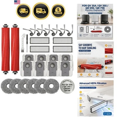 Replacement Parts for Roborock QV35A QV35S Qrevo S Pro, 28 PCS | 2 Rubber Rol...