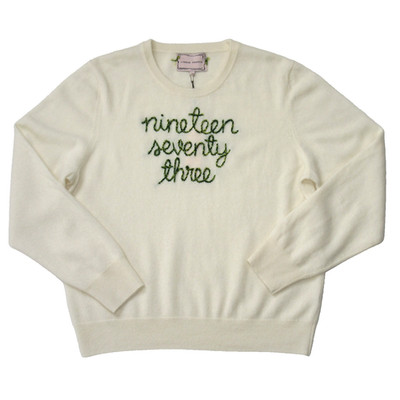 NWT Lingua Franca nineteen seventy three Cashmere Crew Neck Sweater in Cream 2X