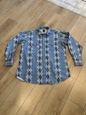 VTG Panhandle Slim Western Shirt Men L Aztec Southwestern Pearl Snap Cowboy Blue
