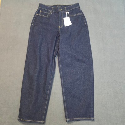 Free Assembly Barrel Leg Jeans Women 4 Indigo Rinse Dark Wash High Rise Denim