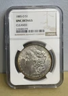 1885 O MORGAN SILVER DOLLAR NGC UNC DETAILS (Cleaned)