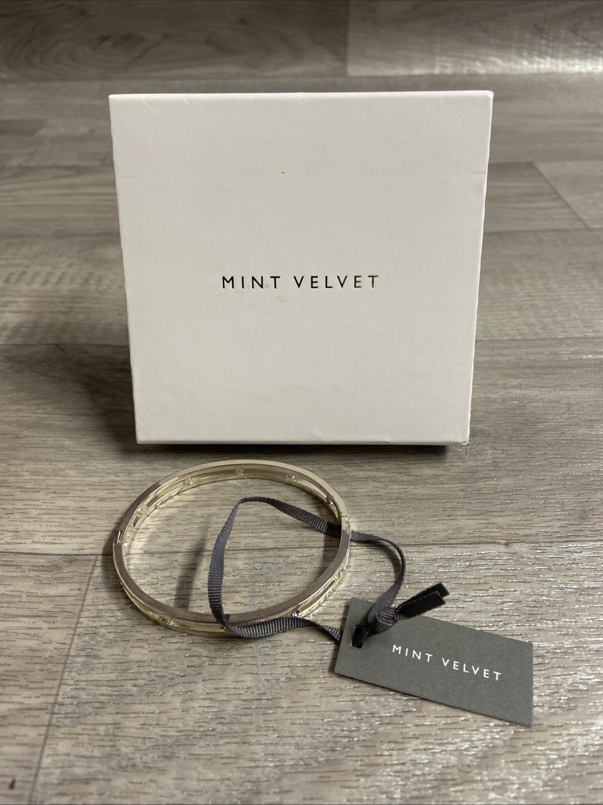 Mint Velvet Silver Plated Stone Bangle/Bracelet With Box