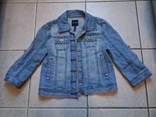 HIGHWAY JEANS Light Wash Denim Trucker Jacket Size Medium Kids, Roll Tab Sleeves