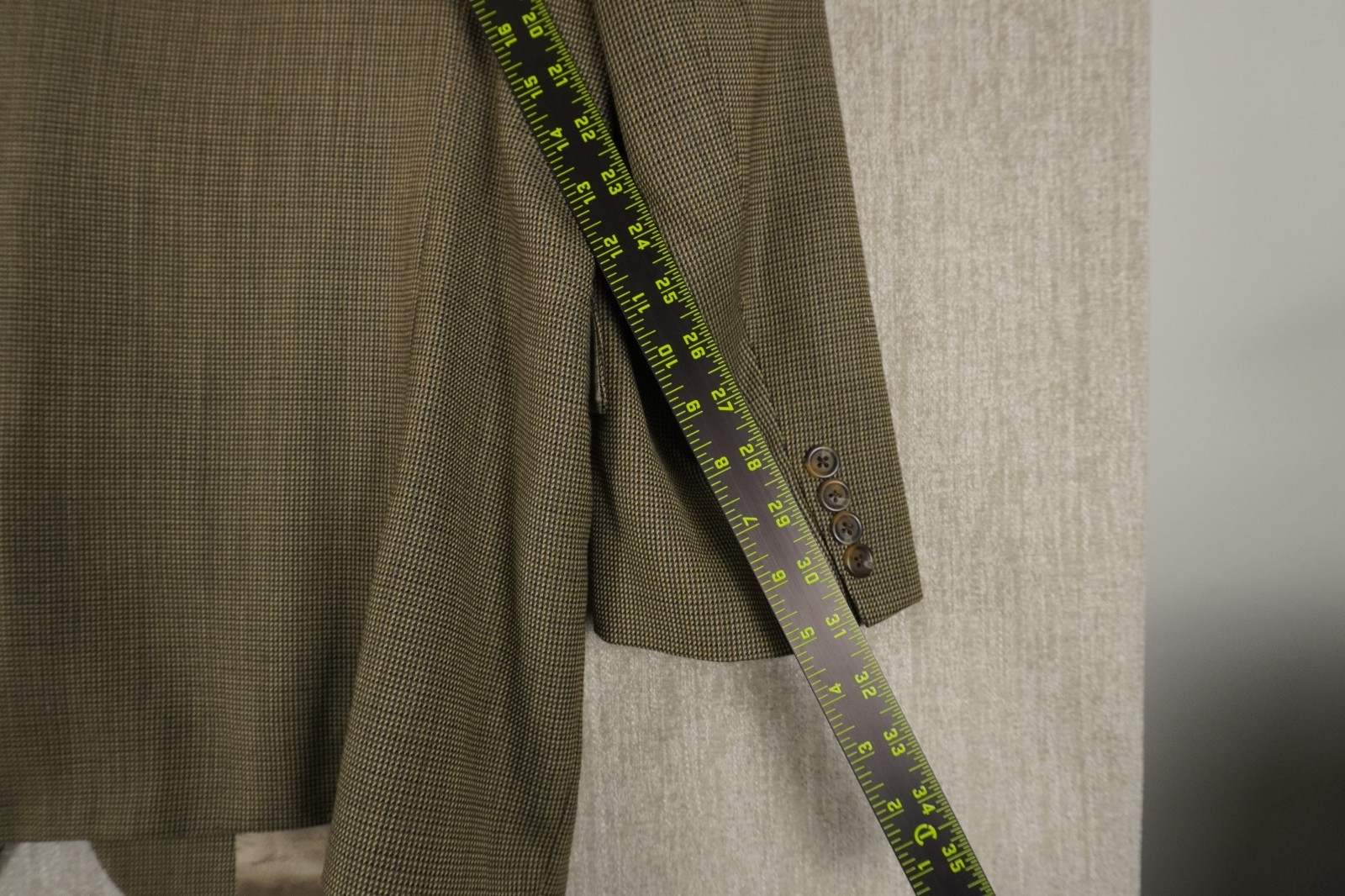 VTG 90s Chaps Ralph Lauren Mens 46R 100percent Wool Houndstooth Sport Coat Blazer Tan image 10