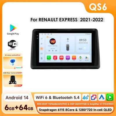 Für Renault Express 2021-2022 Multimedia Navi GPS Autoradio CarPlay BT5.4 6+64G