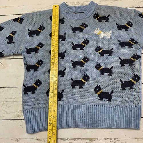 NWT Stranger Things XS 0-2 Season 5 Erica Scottie Dog Sweater Blue No Boundaries - Afbeelding 6 van 9