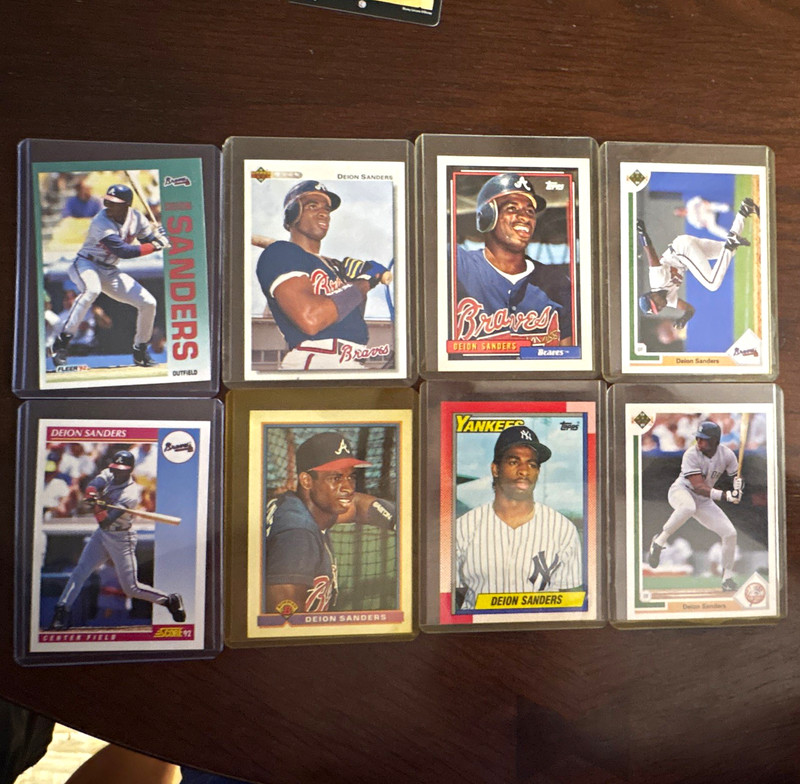 Topps 1991 Deion Sanders Rookie Card #645 Lot of 8 Braves/Yankees MLB