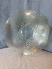 Vtg Northwood Carnival Glass Ice Blue Iridescent Grape And Cable 7" Ruffled Bowl
