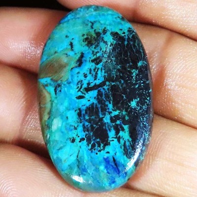 natural AZURITE cabochon loose gemstone 61.25 Carat. (24 x 41 x 5 mm) oval shape