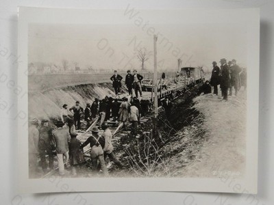 US Railroad Work Train Clearing Debris Accident c1860s c20th Print