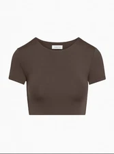 BABATON Contour Crew ribcage T-shirt rich mocha brown size small cropped tee 