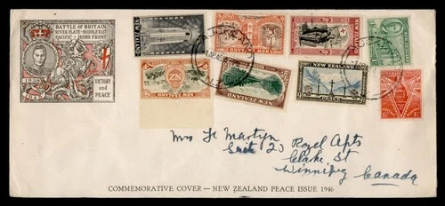 DR WHO 1946 NEW ZEALAND FDC PEACE ISSUE COMBO M72190