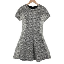Banana Republic Fit & Flare Dress Women Size 0 Black White Polka Dot Back Zipper