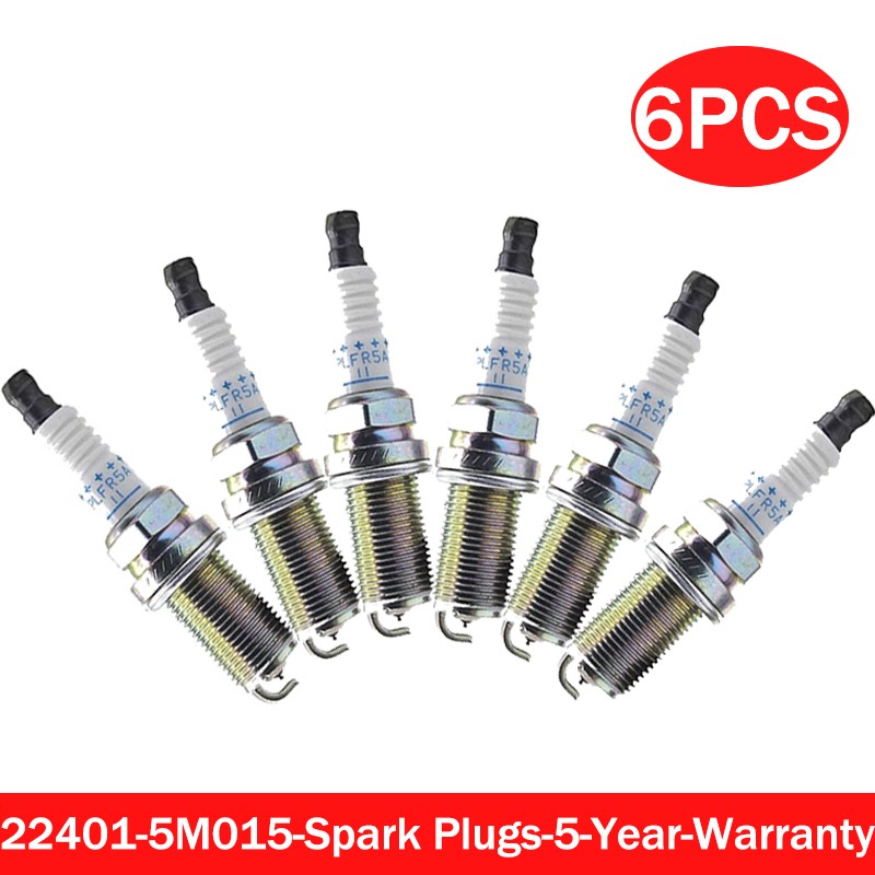 6x Spark Plugs for NISSAN 22401-5M015 PLFR5A-11 6240 Iridium