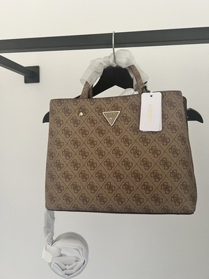 Guess Schultertasche Tragetasche Tote Bag Meridian Latte Logo