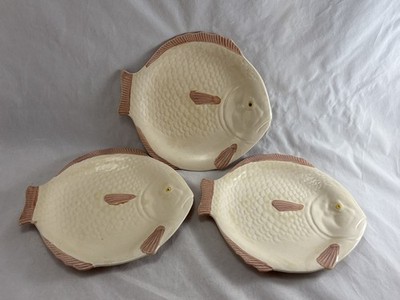 3 x Vintage Art Deco 30er Jahre KÜRZER (Clarice Cliff) Fischteller 9''