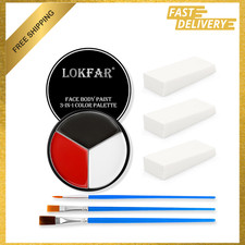 Black White Red Face and Body Paint, Blendable Foundation Kit with Sponge and