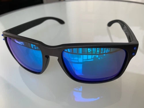 New Sunglasses Polarized Holbrook Matte Black/Sapphire Blue Iridium USPS