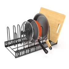 Pot Lid Organizer for Cabinet,7 Adjustable Dividers Storage for Cabinet - Hea...