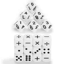 Gejoy 18 Pieces Teaching Dice Set, Include Math Operation, Number and Dot Dic...