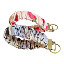 2 Handmade Scrunchie Wristlet Keychain Elastic Key Chains With Metal Hardware