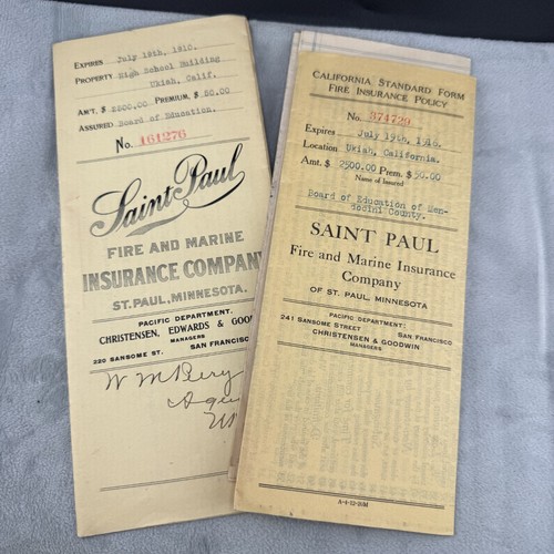 Vintage Saint Paul Fire and Marine Insurance Company Document Lot