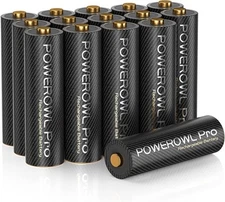 POWEROWL Goldtop Rechargeable AA Batteries PRO, High Capacity 16 Count 