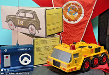 VINTAGE TOY GNOM 3 TOWING TRUCK 3X3 SOVIET ERA RUSSIA CCCP REMOTE BATT. OPER.