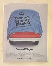 Vintage Print Ad 1974 Volkswagen VW Bus | Owner’s Security Blanket 8.5x11”