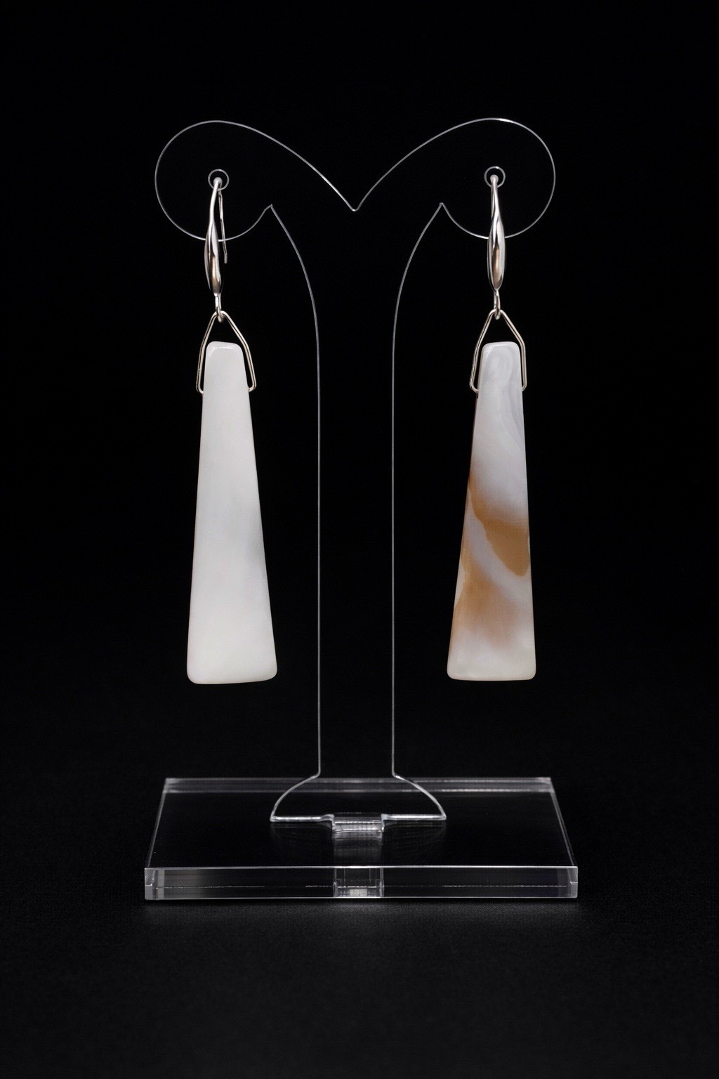 Pendientes colgantes de madreperla de plata 925 de 4 cm de diseñador artesanal Reino Unido