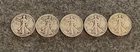 5 Readable Dates Walking Liberty .50 Cents Half Dollar Coins FREE SHIPPING