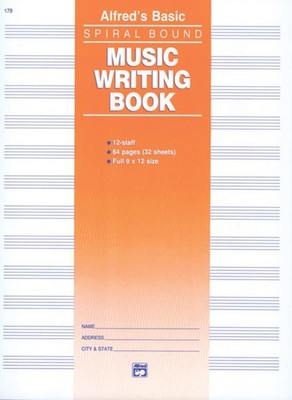 12 Stave Music Writing Book (9'' x 12'') Manuscript Paper Spiral-Bound Book