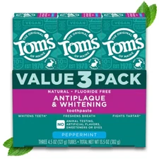 Tom's of Maine Antiplaque and Whitening Fluoride Free Vegan Toothpaste