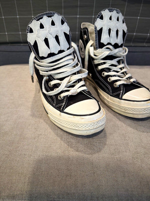 Custom Chrome Hearts Converse Chuck Taylor Men's Sneakers w/white Patches Sz 41