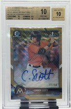 2018 Bowman Chrome Connor Scott CDA-CSC Gold Wave Refractor Auto BGS 10 Pristine