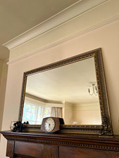 Gold Framed Rectangular Fireplace Overmantle Mirror Horizontal Adults