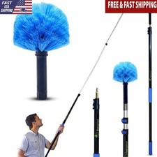 Extension Pole Combo 20 Ft Reach Lightweight Aluminum Cobweb Duster Brush New