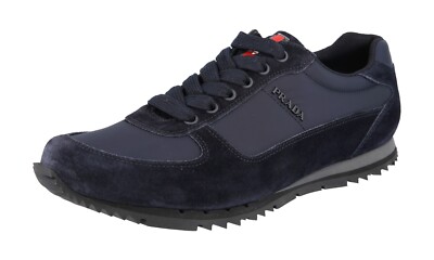 PRADA Wildleder Nylon Sneaker LINEA ROSSA - 4E2721 Dunkelblau - NEU -  7,5 41,5