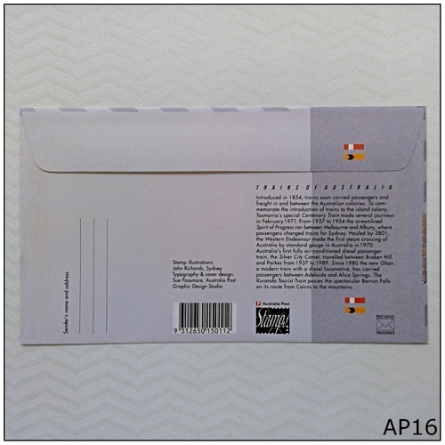 Trains of Australia 1993 FDC - Picture 2 of 2