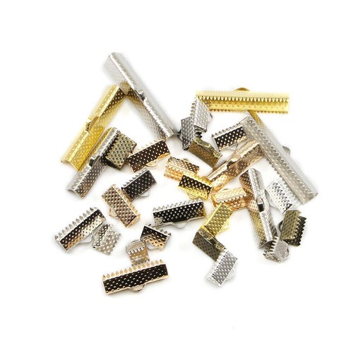 Ribbon Leather Crimp Beads - Fold Over Cord Connectors Jewelry Findings 10-50pcs - Picture 3 of 30