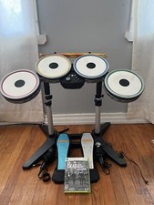 Xbox 360 Rock Band Beatles Wireless Drum Set With Mic & Stand