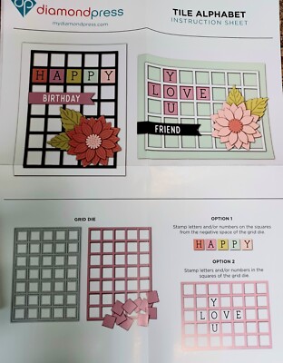 Diamond Press Tile Grid Set 75 Stamps & 8 Dies Cardmaking 751390 Crossword