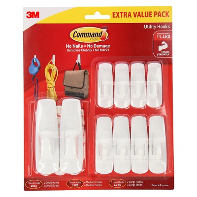3M Command Hooks 10 Pack Picture Hanging, Extra Value Strong